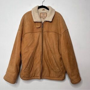 Vintage Georgetown Leather Faux Shearling Lined Bomber Jacket Size Medium Wester